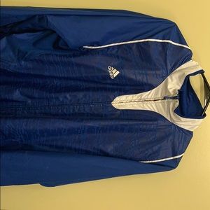 Blue and white adidas zip up windbreaker